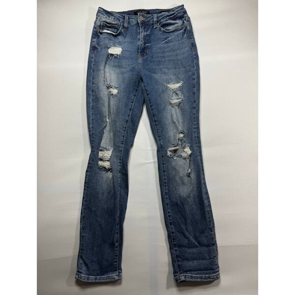 Judy Blue Women's Distressed Boyfriend Fit Blue Stretch Denim Jeans - 7 (28x30) - Picture 1 of 6